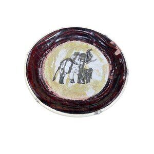 Safari Mama elephant and baby elephant 11.5" Wall hang decarative Dish SKU 9758